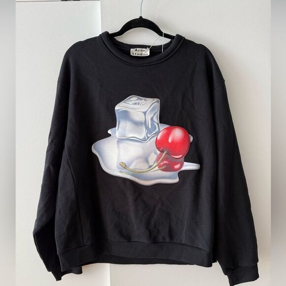 ACNE STUDIOS Sweatshirt Ice Cube Cherry Flame Size M Rare From Diner Collection - Picture 2 of 11